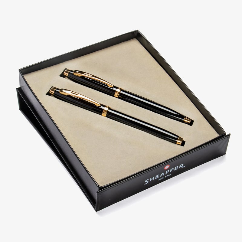 Sheaffer Sheaffer 100 Ballpoint Pen & Rollerball Pen Gift Set - Gloss Black Gold Trim