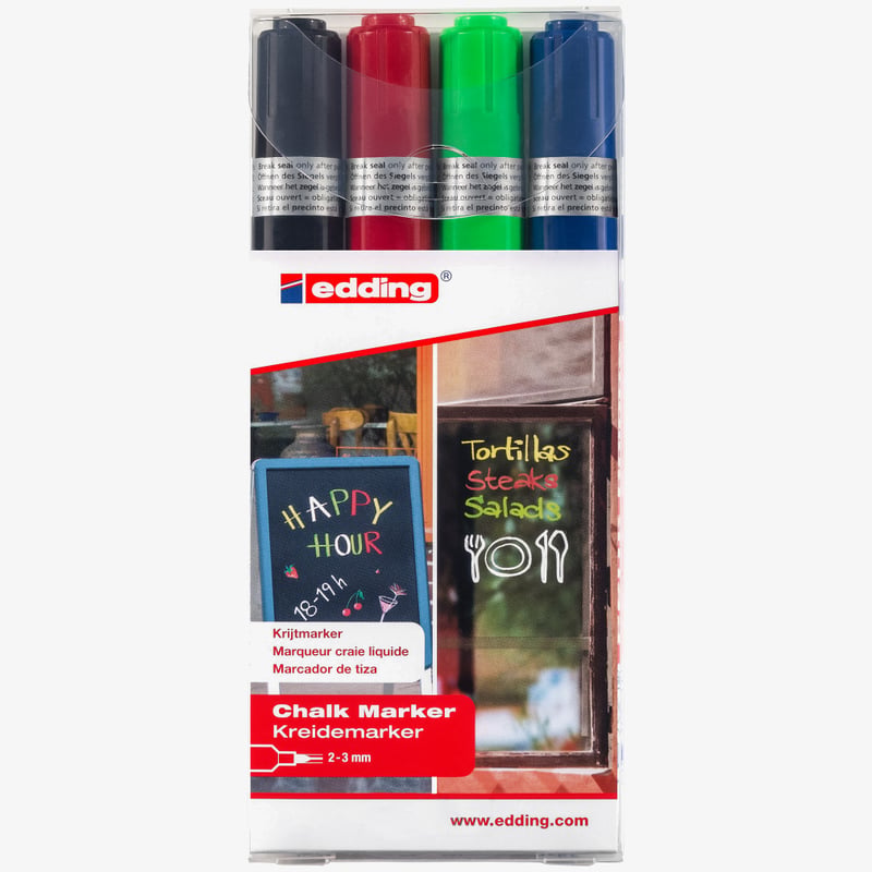 Edding Edding 4095 Chalk Markers - Assorted Colours (Wallet of 4)