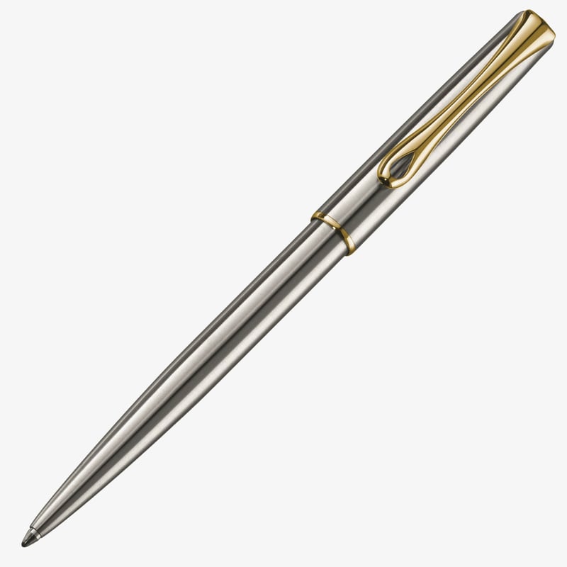 Diplomat Diplomat Traveller Ballpoint Pen - Stainless Steel Gold Trim