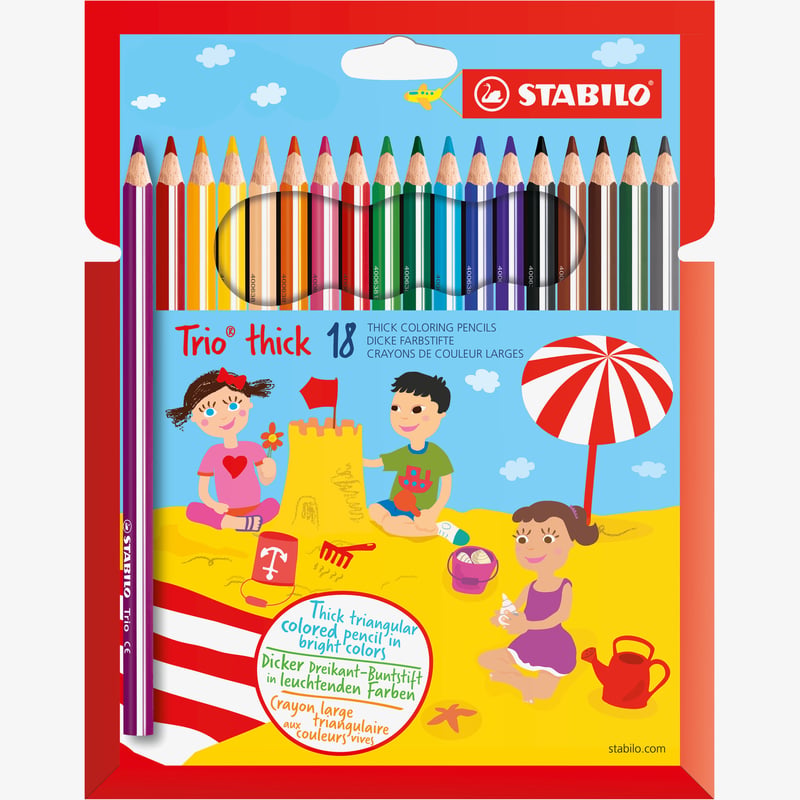 STABILO STABILO Trio thick Colouring Pencil - Wallet of 18 - Assorted Colours
