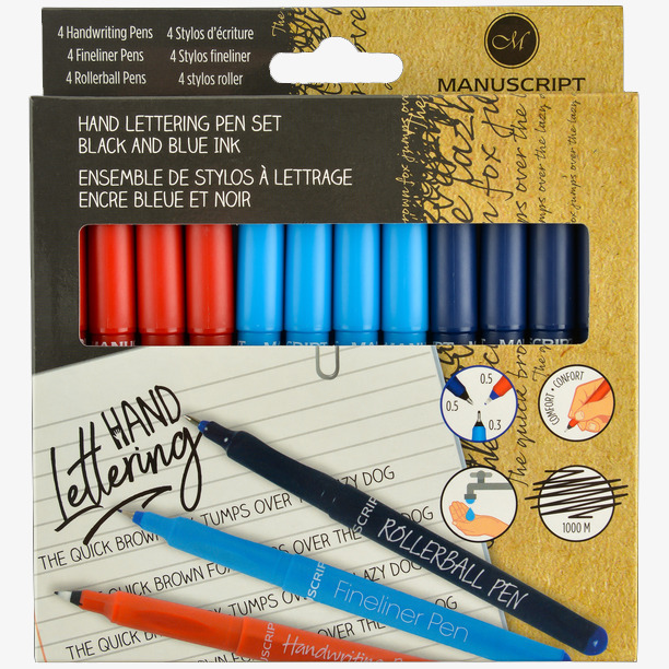Manuscript Manuscript Handwriting Pens - Assorted Tip Types (Pack of 12)