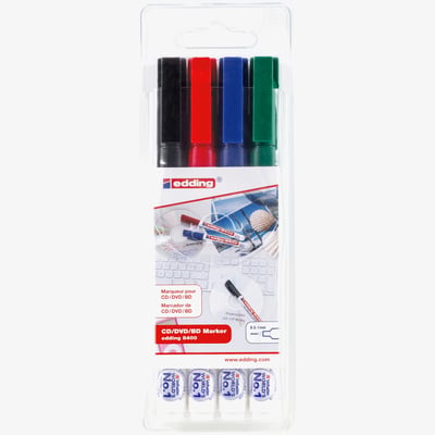 Edding Edding 8400 CD/DVD Markers - Assorted Colours (Wallet of 4)