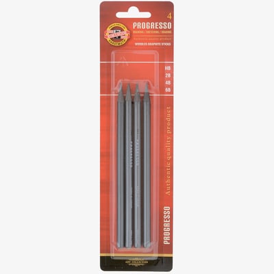 Koh-I-Noor 8914 Woodless Graphite Pencils - HB/2B/4B/6B (Blister of 4)