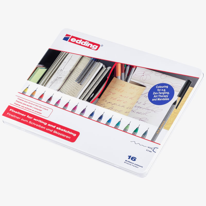 Edding Edding 55 Fineliners - Assorted Colours (Tin of 16)