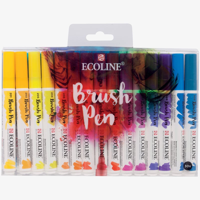 Ecoline Ecoline Brush Pen Set - Assorted Colours (Pack of 30)