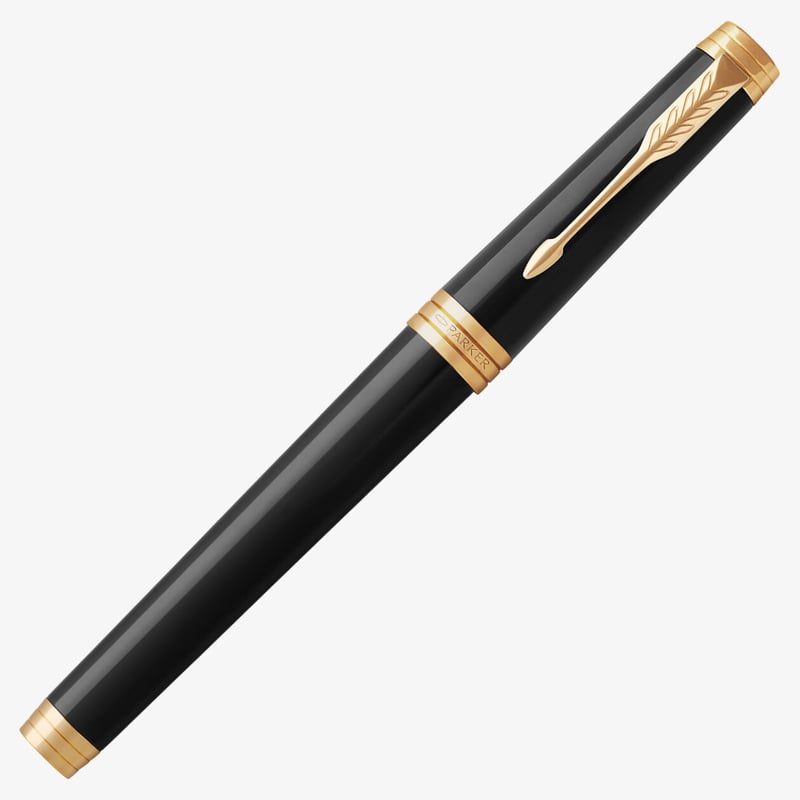 Parker Premier Fountain Pen - Black Lacquer Gold Trim - The Online