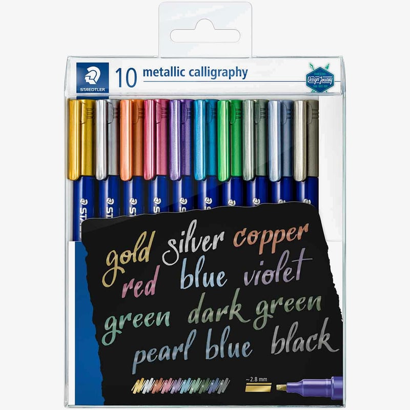 Staedtler Staedtler Metallic Calligraphy Markers - Assorted Colours (Wallet of 10)