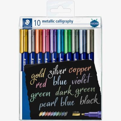 Staedtler Staedtler Metallic Calligraphy Markers - Assorted Colours (Wallet of 10)