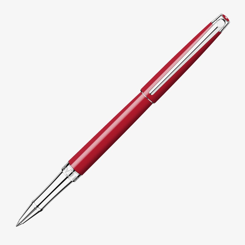 Caran d'Ache Caran d'Ache Léman Slim Rollerball Pen - Scarlet Red Lacquer Rhodium Trim