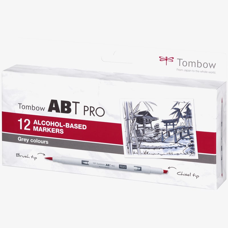 Tombow Tombow ABT PRO Markers - Grey Colours (Pack of 12)