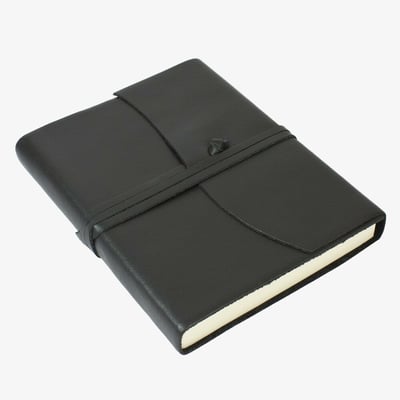 Papuro Amalfi Leather Journal - Black - Medium