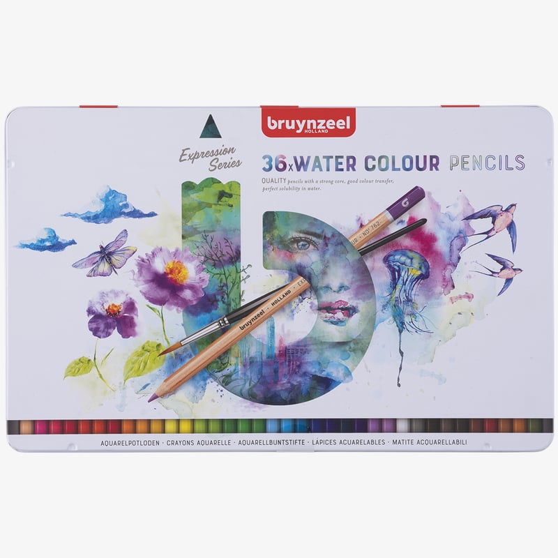 Bruynzeel Bruynzeel Expression Watercolour Pencils - Assorted Colours (Tin of 36)