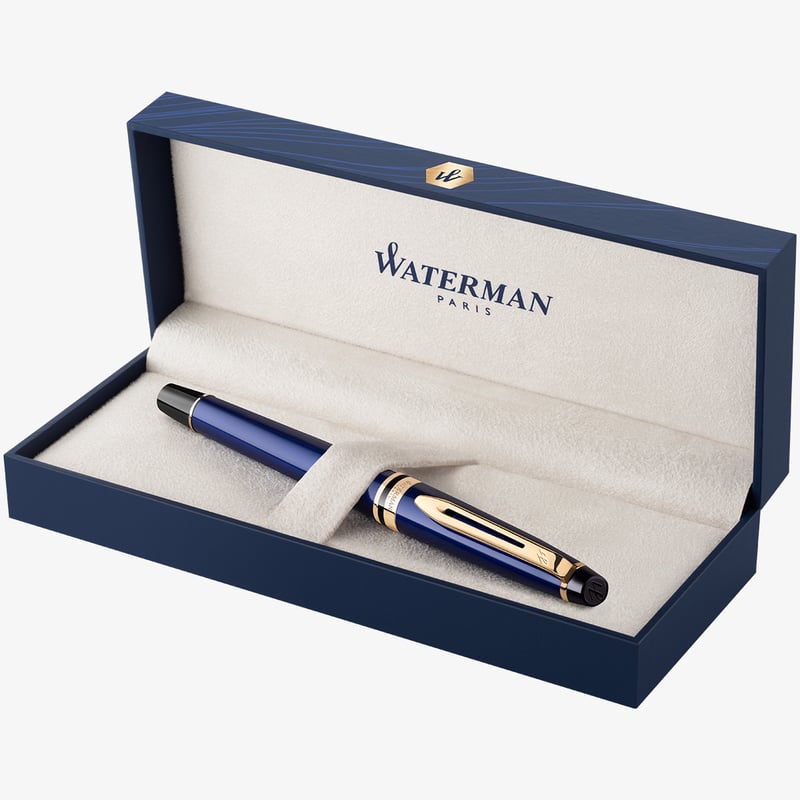 Waterman Expert Fountain Pen - Prussian Blue Gold Trim with Solid