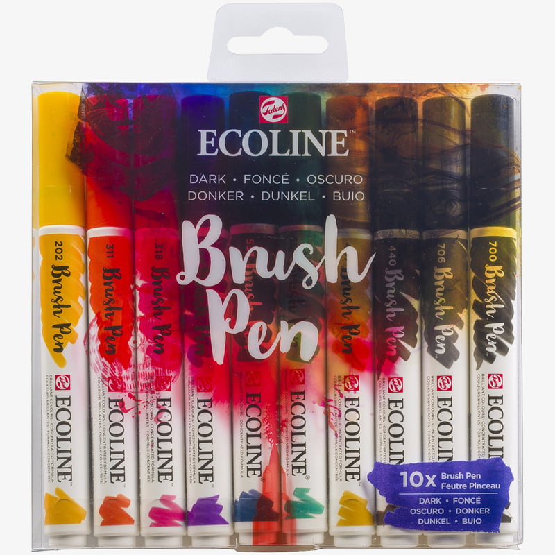 Ecoline Ecoline Brush Pen Set - Dark Colours (Pack of 10)