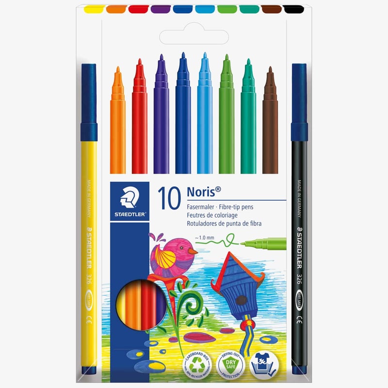 Staedtler Staedtler Noris Fibre Tip Pens - Assorted Colours (Box of 10)