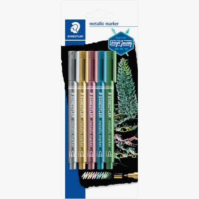 Staedtler Staedtler Metallic Fibre Tip Markers - Assorted Colours (Pack of 5)