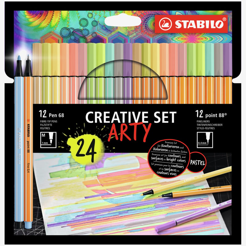 STABILO STABILO point 88 ARTY Fineliner  - Wallet of 24 - Assorted Colours