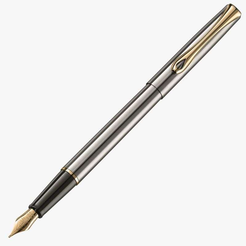 Diplomat Diplomat Traveller Fountain Pen - Stainless Steel Gold Trim