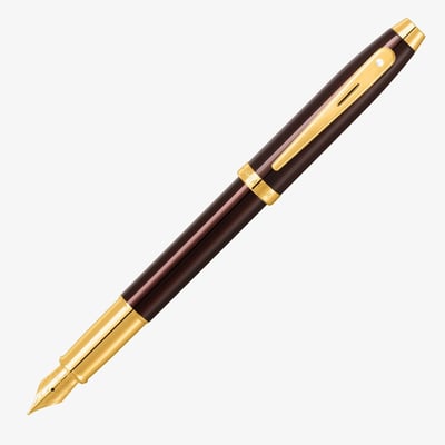 Sheaffer 100 Fountain Pen - Coffee Brown Gold Trim