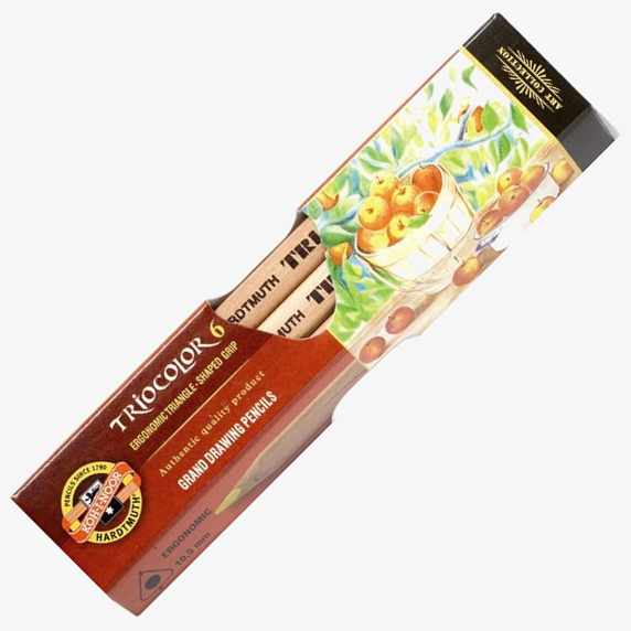 Koh-I-Noor Koh-I-Noor 3151 N Jumbo Triangular Coloured Pencils - Assorted Colours (Pack of 6)