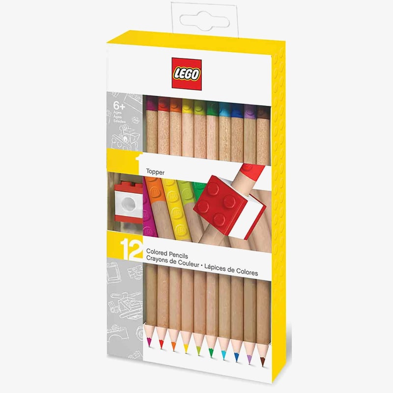 Lego LEGO Colouring Pencils with Brick Topper - Assorted Colours (Pack of 12)