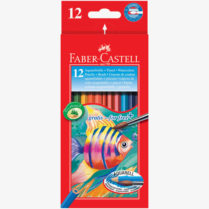Faber-Castell Faber-Castell Aquarelle Watercolour Pencils - Assorted Colours (Pack of 12)