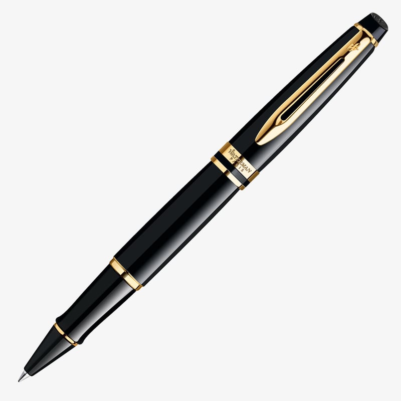 Waterman Waterman Expert Rollerball Pen - Black Gold Trim