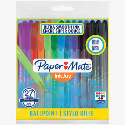 Papermate Papermate Inkjoy 100 Capped Ballpoint Pen - Medium - Standard Colours (Pack of 27)