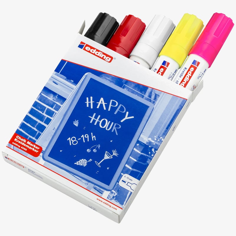 Edding Edding 4090 Chalk Markers - Assorted Colours (Pack of 5)