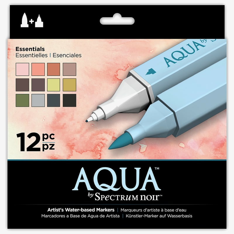 Spectrum Noir Spectrum Noir Aqua Watercolour Markers - Essentials (Pack of 12)
