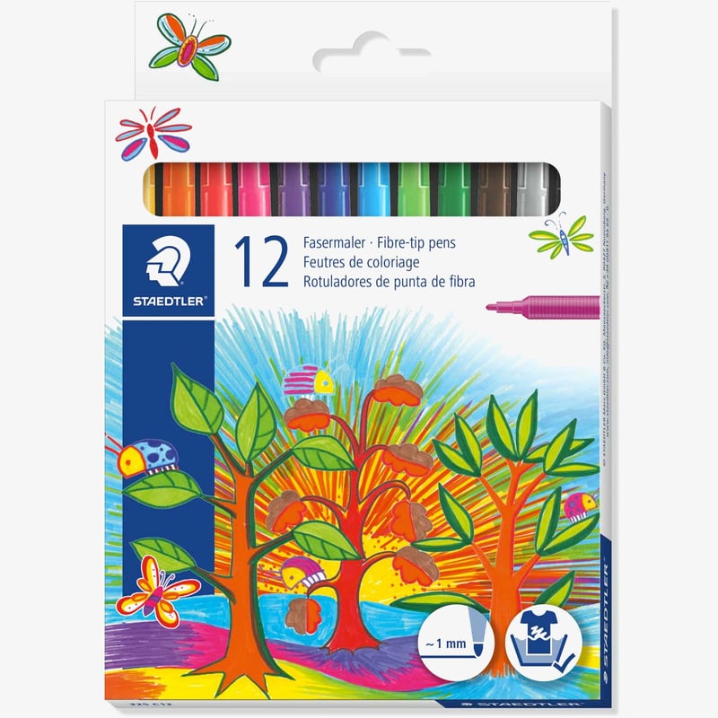 Staedtler Staedtler Fibre Tip Pens - Assorted Colours (Pack of 12)