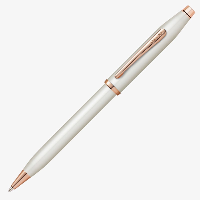 Cross Cross Century II Ballpoint Pen - Pearlescent White Rose Gold Trim