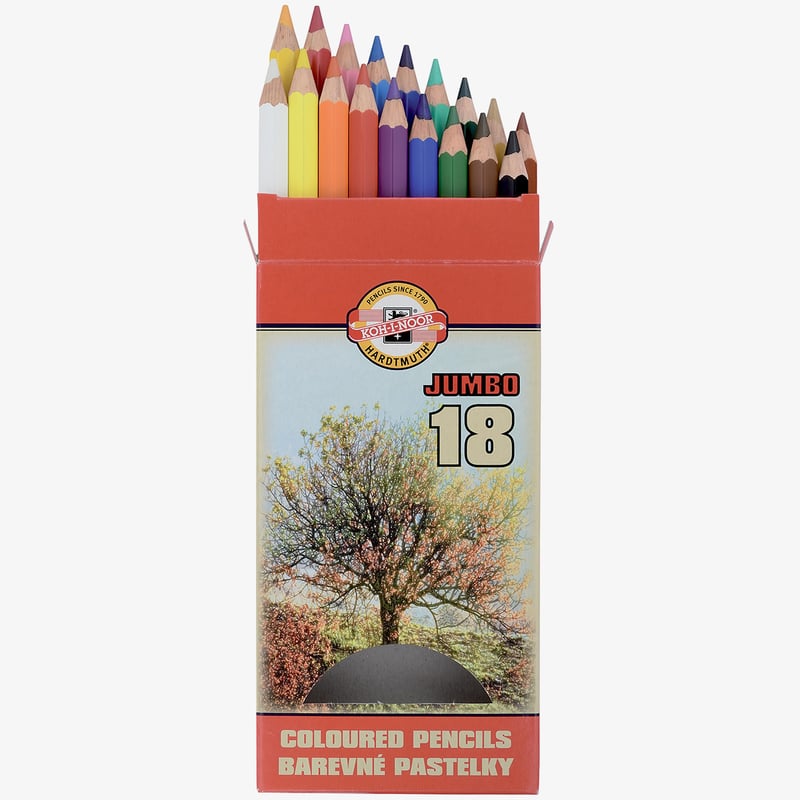 Koh-I-Noor Koh-I-Noor 3373 Jumbo Coloured Pencils - Assorted Colours (Pack of 18)