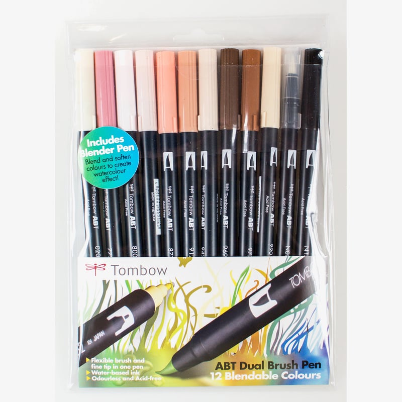 Tombow Tombow ABT Dual Brush Pens - Skin Tone Colours (Pack of 12)
