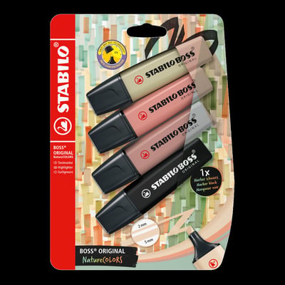STABILO STABILO BOSS ORIGINAL NatureCOLORS - Pack of 4 - Mud Green, Sienna, Umber, Black