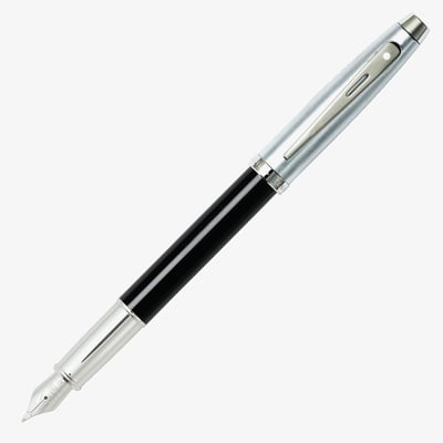 Sheaffer 100 Fountain Pen - Gloss Black Brushed Chrome
