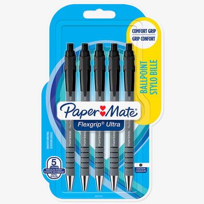 Papermate Papermate Flex Grip Ultra Ballpoint Pen - Medium - Black (Blister of 5)