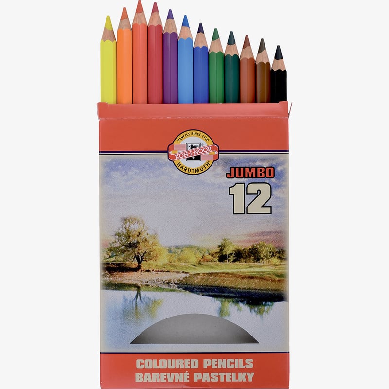 Koh-I-Noor Koh-I-Noor 3372 Jumbo Coloured Pencils - Assorted Colours (Pack of 12)