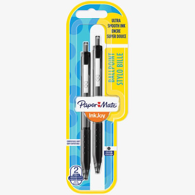 Papermate Papermate Inkjoy 300 Retractable Ballpoint Pen - Medium - Black (Blister of 2)