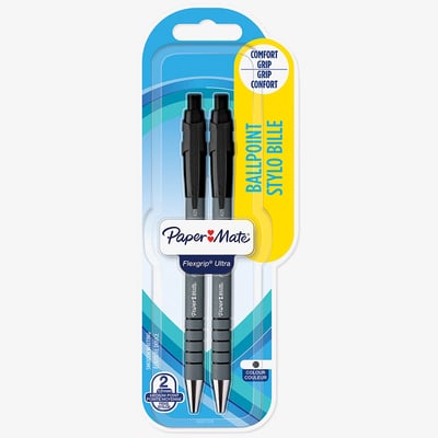 Papermate Papermate Flex Grip Ultra Ballpoint Pen - Medium - Black (Blister of 2)