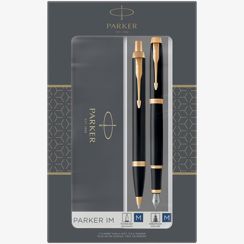 Parker Parker IM Fountain & Ballpoint Pen Gift Set - Gloss Black Gold Trim