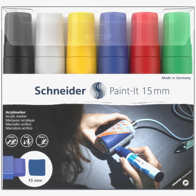 Schneider Schneider Paint-It 330 Acrylic Markers - 15mm - Set 1 (Pack of 6)