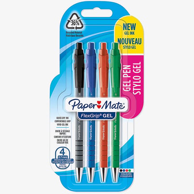Papermate Papermate Flexgrip Gel Retractable Ballpoint Pen - Medium - Assorted Colours (Pack of 4)