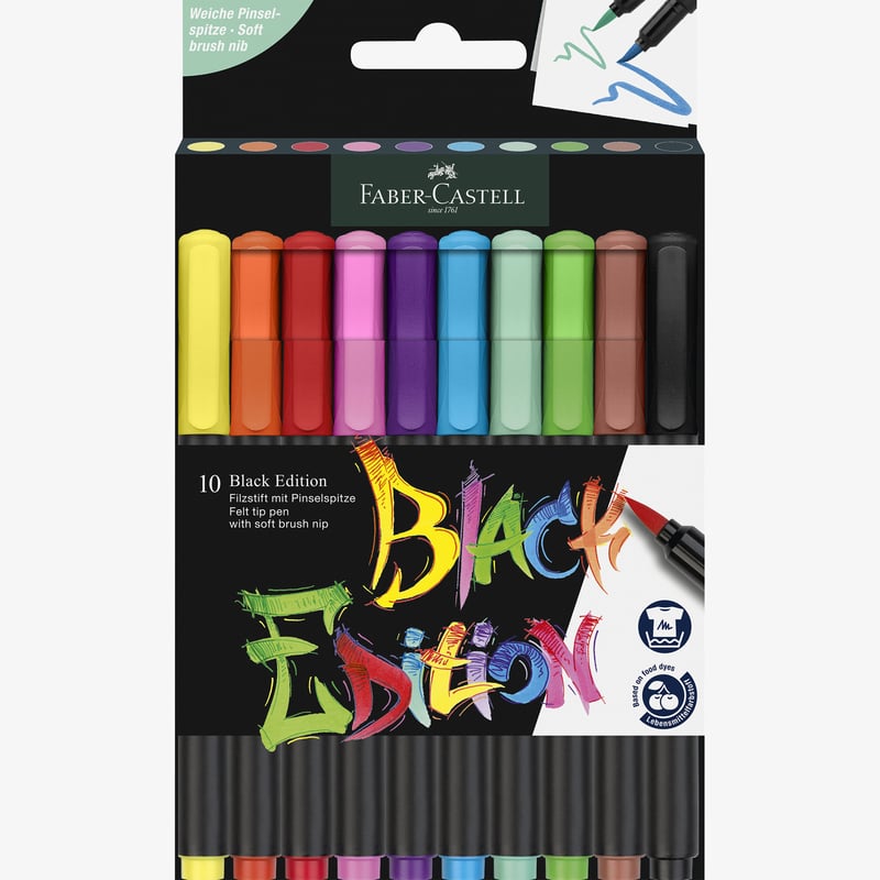 Faber-Castell Faber-Castell Black Edition Brush Pen - Box of 10