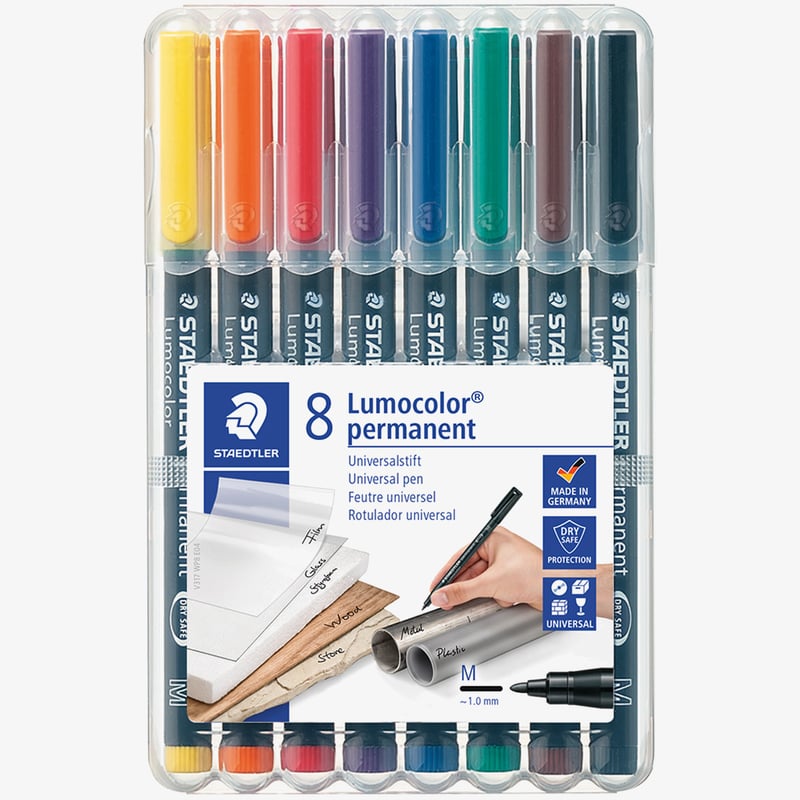 Staedtler Staedtler Lumocolor Permanent Pen - Medium - Assorted Colours (Pack of 8)