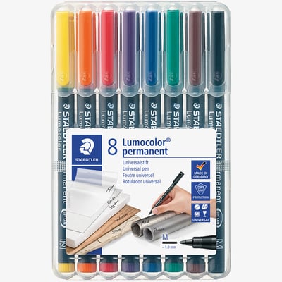 Staedtler Staedtler Lumocolor Permanent Pen - Medium - Assorted Colours (Pack of 8)