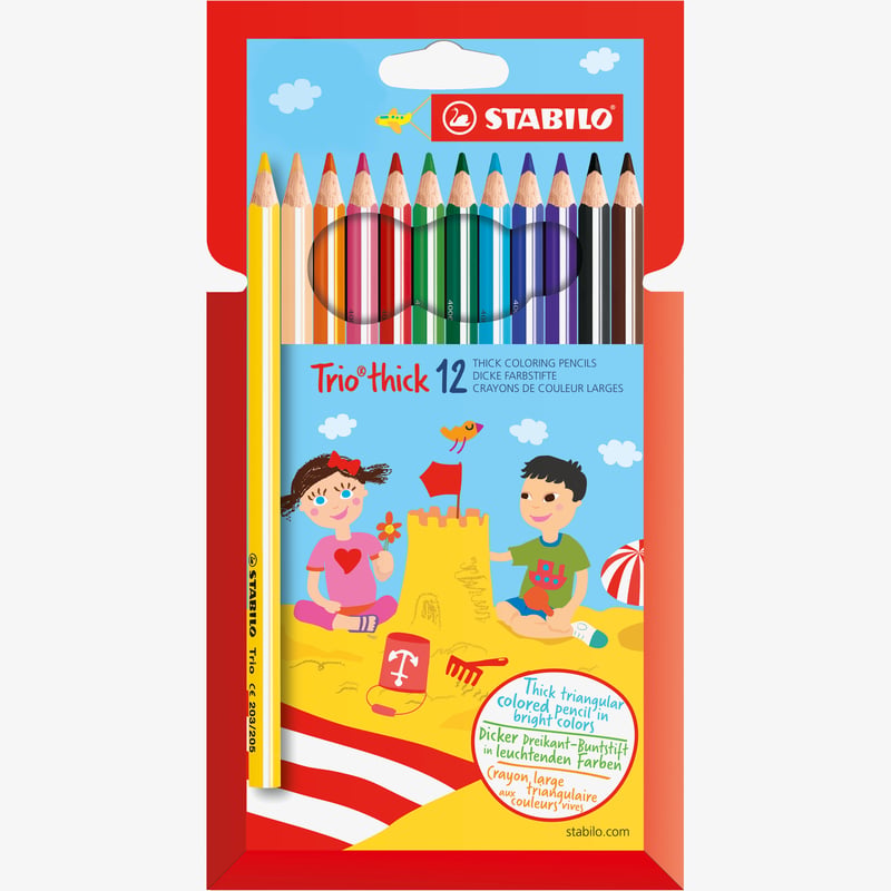STABILO STABILO Trio thick Colouring Pencil - Wallet of 12 - Assorted Colours