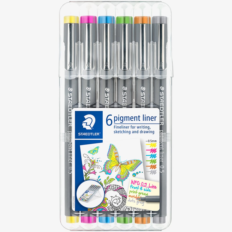 Staedtler Staedtler Pigment Liner - 0.5mm - Assorted Fun Colours (Wallet of 6)