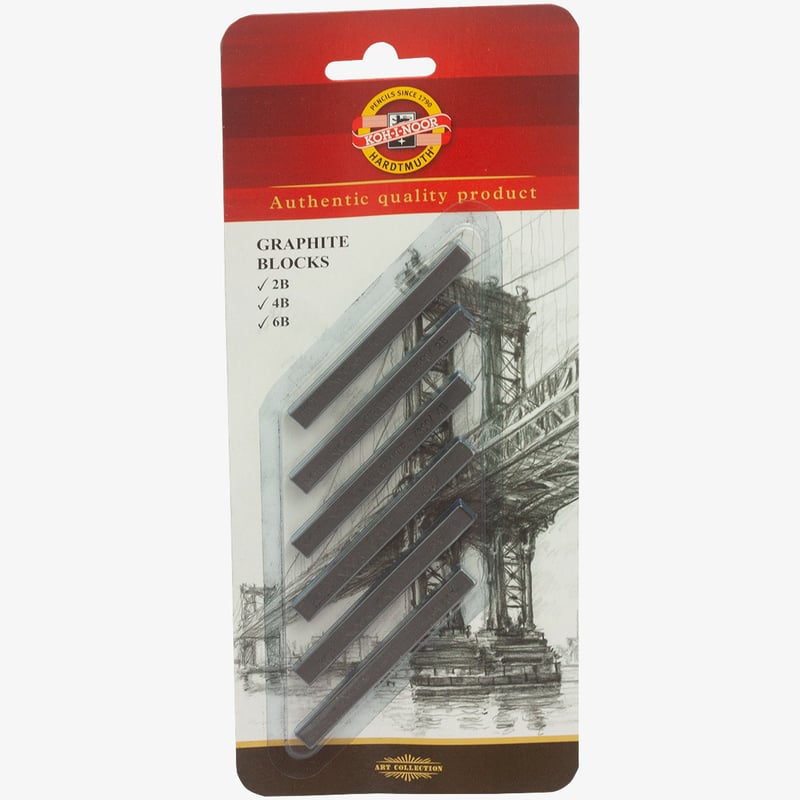 Koh-I-Noor Koh-I-Noor 4390 Graphite Blocks - 7x7 - 2B/4B/6B (Blister of 6)