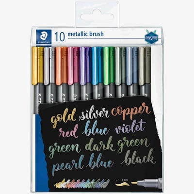 Staedtler Staedtler Metallic Brush Pens - Assorted Colours (Wallet of 10)